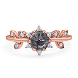 Art Deco Round Natural Stone Floral Ring