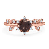 Art Deco Round Natural Stone Floral Ring