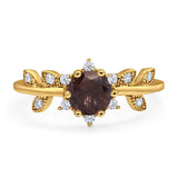 Art Deco Round Natural Stone Floral Ring