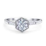 Hexagonal Shaped Round Moissanite Wedding Ring 925 Sterling Silver