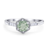Hexagonal Shaped Round Natural Green Amethyst Prasiolite Wedding Ring 925 Sterling Silver