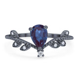 Floral Pear Teardrop Natural Stone Chevron Ring