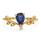 Floral Pear Teardrop Natural Stone Chevron Ring