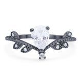 Floral Pear Teardrop Natural Stone Chevron Ring