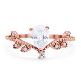 Floral Pear Teardrop Natural Stone Chevron Ring