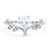 Floral Pear Teardrop Natural Stone Chevron Ring