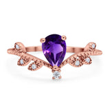 Floral Pear Teardrop Natural Stone Chevron Ring