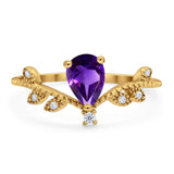 Floral Pear Teardrop Natural Stone Chevron Ring