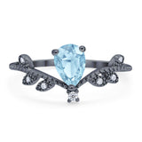 Floral Pear Teardrop Natural Stone Chevron Ring