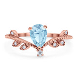 Floral Pear Teardrop Natural Stone Chevron Ring