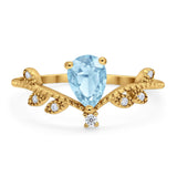 Floral Pear Teardrop Natural Stone Chevron Ring