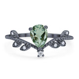 Floral Pear Teardrop Natural Stone Chevron Ring