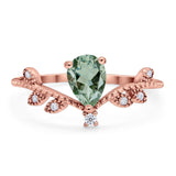 Floral Pear Teardrop Natural Stone Chevron Ring