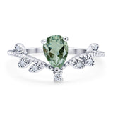 Floral Pear Teardrop Natural Stone Chevron Ring