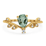 Floral Pear Teardrop Natural Stone Chevron Ring