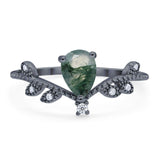 Floral Pear Teardrop Natural Stone Chevron Ring