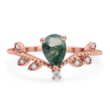 Floral Pear Teardrop Natural Stone Chevron Ring