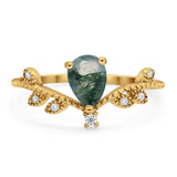 Floral Pear Teardrop Natural Stone Chevron Ring