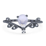 Floral Pear Teardrop Natural Stone Chevron Ring