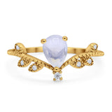 Floral Pear Teardrop Natural Stone Chevron Ring