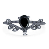 Floral Pear Teardrop Natural Stone Chevron Ring