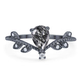 Floral Pear Teardrop Natural Stone Chevron Ring