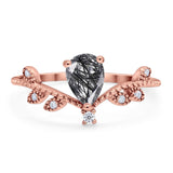 Floral Pear Teardrop Natural Stone Chevron Ring