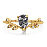 Floral Pear Teardrop Natural Stone Chevron Ring