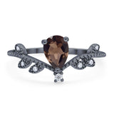 Floral Pear Teardrop Natural Stone Chevron Ring