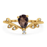 Floral Pear Teardrop Natural Stone Chevron Ring