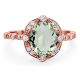 Oval Natural Stone Beaded Ring