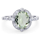 Oval Natural Stone Beaded Ring