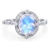 Oval Natural Stone Beaded Ring