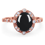 Oval Natural Stone Beaded Ring