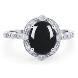 Oval Natural Stone Beaded Ring