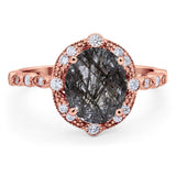 Oval Natural Stone Beaded Ring