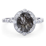Oval Natural Stone Beaded Ring