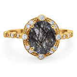 Oval Natural Stone Beaded Ring