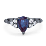 Pear Teardrop Natural Stone Wedding Ring