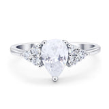 Pear Teardrop Moissanite Wedding Ring 925 Sterling Silver