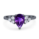 Pear Teardrop Natural Stone Wedding Ring