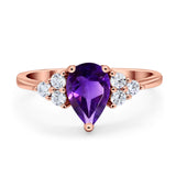 Pear Teardrop Natural Stone Wedding Ring