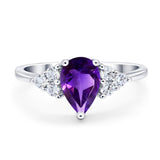 Pear Teardrop Natural Stone Wedding Ring