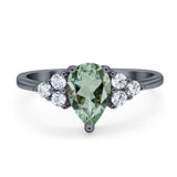 Pear Teardrop Natural Stone Wedding Ring