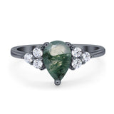 Pear Teardrop Natural Stone Wedding Ring