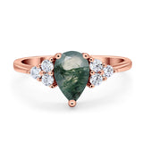 Pear Teardrop Natural Stone Wedding Ring