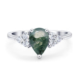 Pear Teardrop Natural Stone Wedding Ring