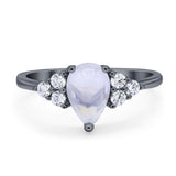 Pear Teardrop Natural Stone Wedding Ring