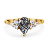 Pear Teardrop Natural Stone Wedding Ring