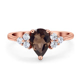 Pear Teardrop Natural Stone Wedding Ring